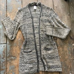 Khaki-colored Sweater with Metal Detail